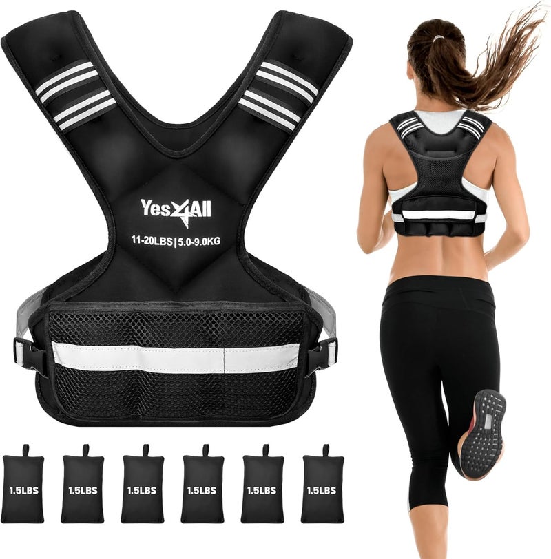 Yes4All Adjustable Weighted Vest 11-32lbs with Reflective Strip, Large Weight Vest for Strength Training for Men & Women - Image 1
